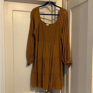 Caramel brown peasant style dress
